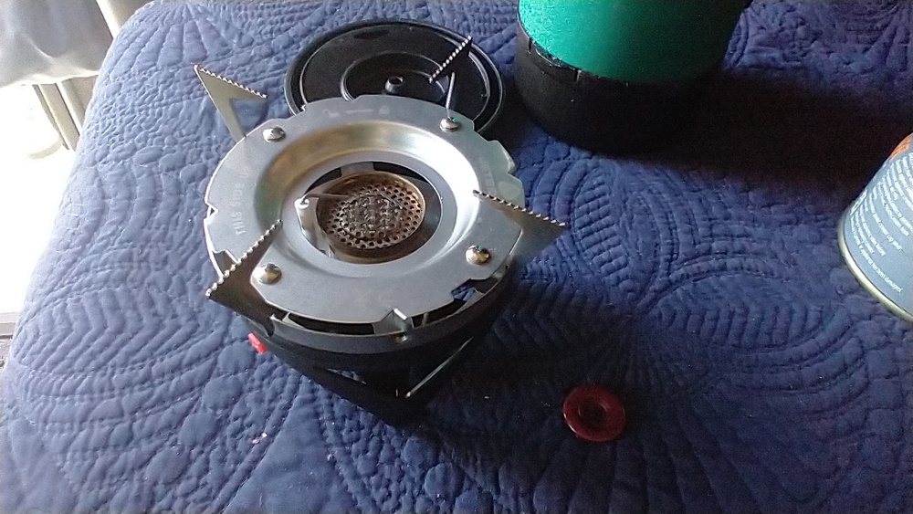 FOR SALE 30 Older style JetBoil with pot/pan adapter and can of fuel