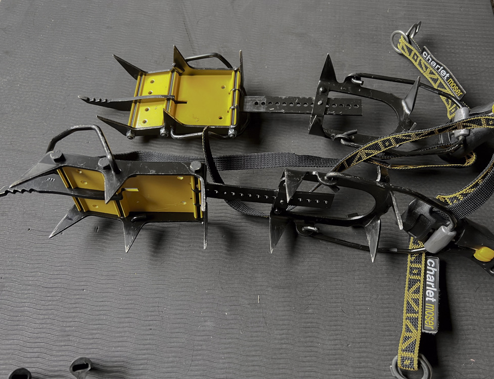 FS Charlet Moser Black Ice and Grade 8 crampons, Black Diamond Alpine