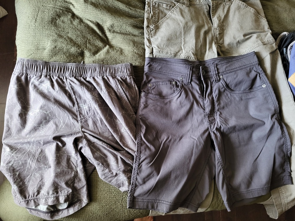 Prana Pants/shorts, MtnHw backpack, LL bean backpacks