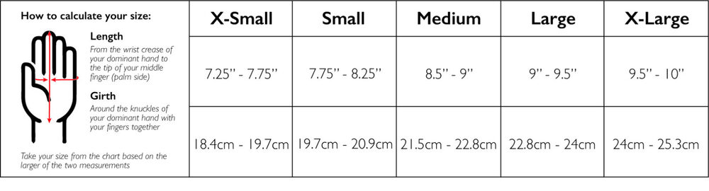 Ocun size shop chart