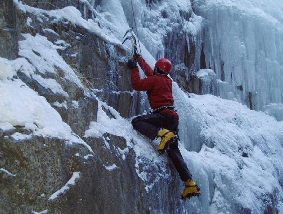 This photo was taken by Mark Berreth in early January, 2004.  We were climbing on the rock and ice to the left of 11th Hour Center.  VERY cold day, but still good fun!