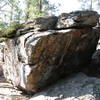 Carrier Boulder's overhanging Southwest face