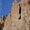 OYR climbs the buttress on the left.