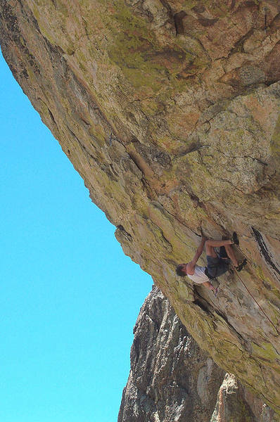 Climber in the middle of the route.