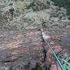 Looking down the pleasant crack on pitch 2 of Cat Scratch Fever.