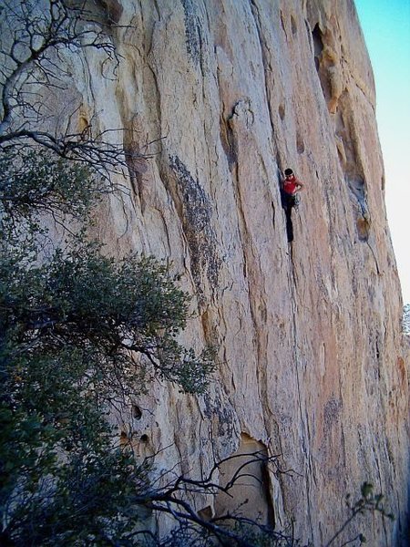 Keli on Distant Warning (5.10d), Valley of the Moon 