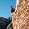 Larry Hamilton on the first ascent of Rose Tower, January 1976.  The gear visible at bottom is a wired MOAC.  Photo by Joe Herbst.