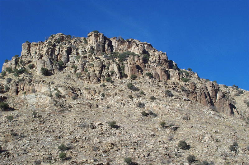 Sun Spot Crags from Molino Basin Campground parking area.