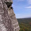Unknown climber at the second roof on P3