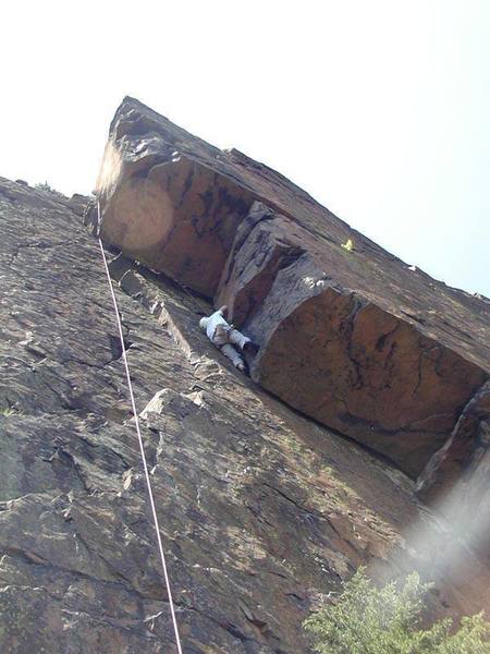 James Rush just past the crux.