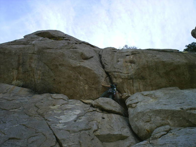 Mike Edmonds at the crux of the third pitch.