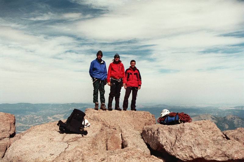 Longs Peak summit all to ourselves.<br>
What a rarity!