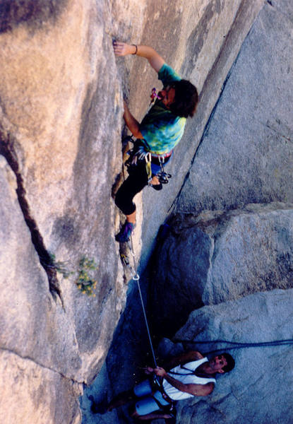 Chris Owen belayed by Steve Kahan. Photo by Scott Nomi.