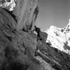 Chris Owen on the East Ridge. Joe O'Connor - October 1986.