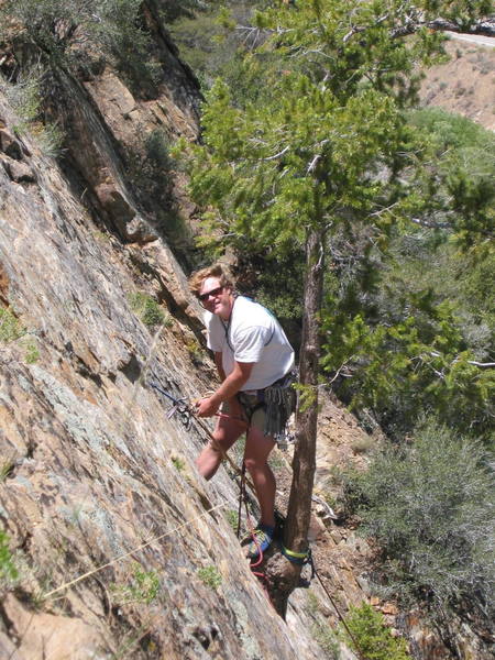 Jon Kemmerer at the P1 belay of Tree Root - May 2002.