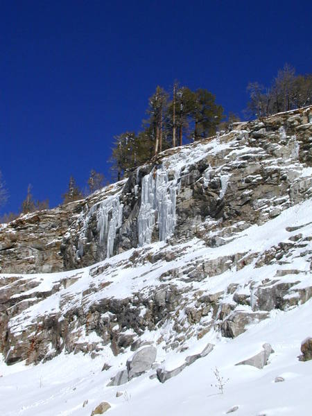 Early March 2003.  Some short ice not far from Ski Valley, the mountain's ski resort.