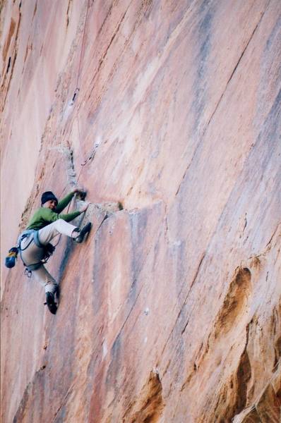 Manny on pitch 2 on the 2nd ascent.