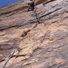 Jeremiah just below the difficult off fist (for me) of the second 5.11 crux pitch.