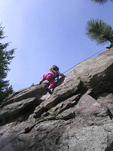 Erin, 3 1/2, at the crux.<br>
<br>
<em>Addendum:</em> The shot was intended to inspire other 3 1/2 year olds to give it a try.