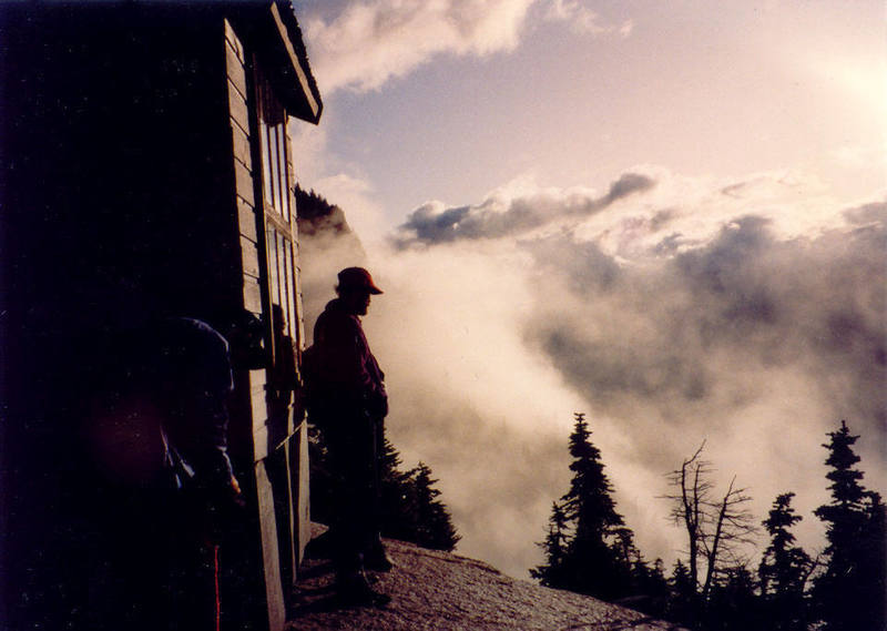 Todd Gordon waits out the bad weather at the Kain Hut