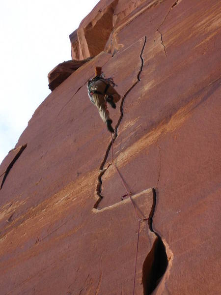 Nate catching a breeze on this easy climb