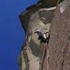 Steve Drake on the steep and clean portion of the 5.9 crack on pitch #2.