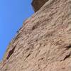 Just below the west face cave after the crux on pitch #5.