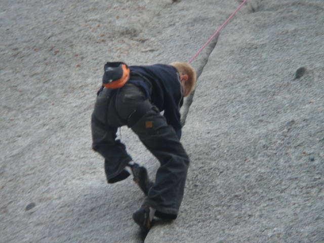 Christian getting his feet in the crack.