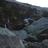 Me and Greg heading up the start of the ledges on Yodeling Moves.