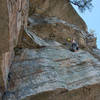 The traverse after the crux (unless you head up early, in which case the crux is still to come).