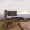 The trailhead sign, looking Southwest.  Mt. Hood in the background.