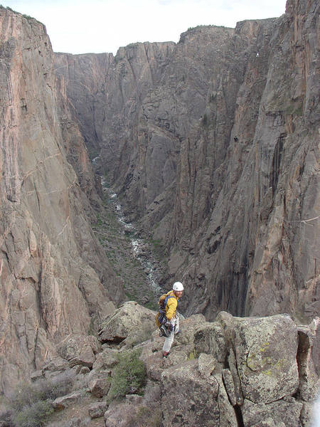 Ryan Deppen looking upstream from high on the Russian Arete.