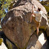 The crux of the bouncer; it's better to go with your right hand first if you're not quite as tall.