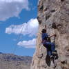 10 year old (Little Johnny),working his way up through the grades.Notice the improvised swami webbing harness.