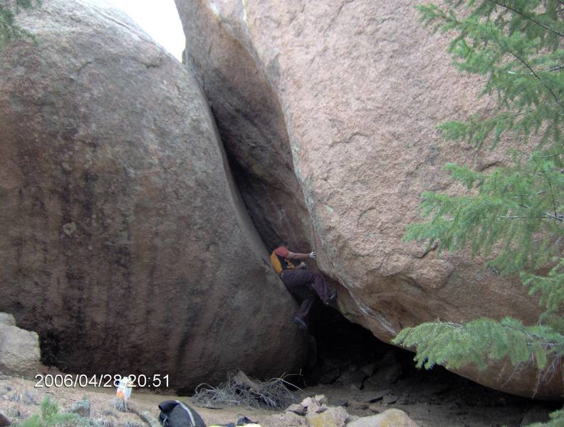 New boulder problems in the South Platte. FA here lots of things like this < between Sunshine and Cynical >.