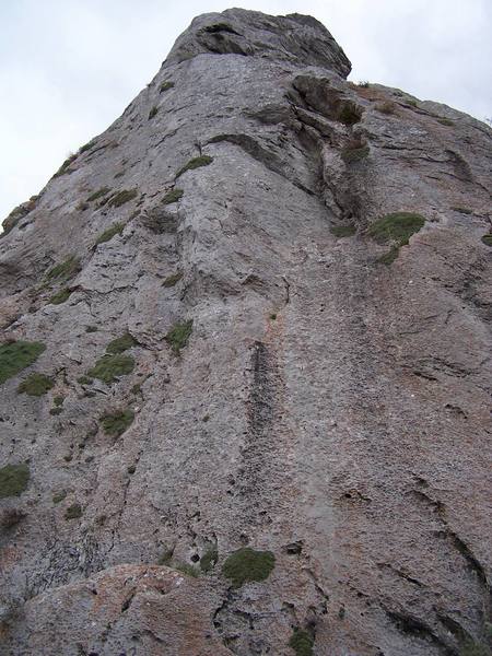 Pocket Rocket climbs to the top of this wall.