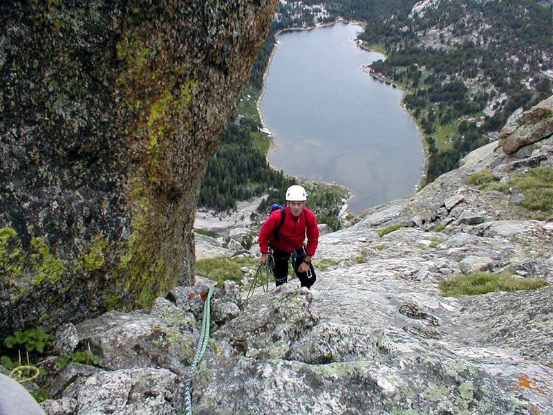 Final pitch to the summit, Clear Lake in the background