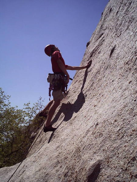 Ok lets see if we can see where the next bolt is up there before I clip this one.  Comfort Zone 5.9-, Little Cottonwood Canyon. 4/29/06