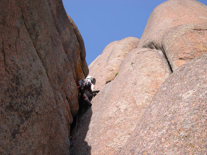 Ben Hobgood at the crux. Onsight April 2005. 