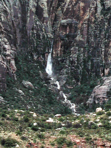 Huge waterfall in Icebox Canyon on a rainy day, spring of '06.