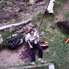 Christie belaying at the Philosophy Wall at Crawdad Canyon.