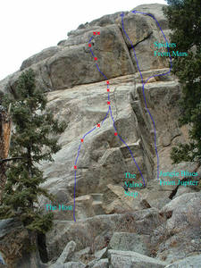 The Vaino Step and nearby routes.<br>
<br>
Photo by Vaino Kodas; used with permission.