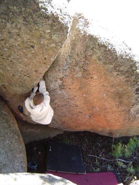 Jordan on the overhanging offwidth.