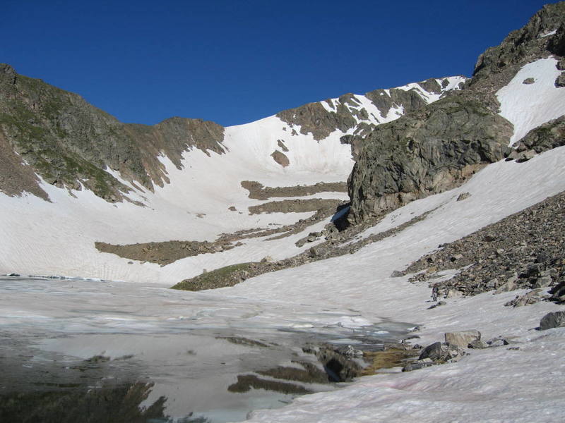 Jasper Peak with the upper part of the Snow Lion snown.  Gateraid is the broad snow slope on the left.