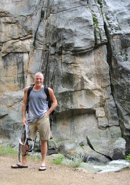 Bob D, wet but happy after the first ascent.