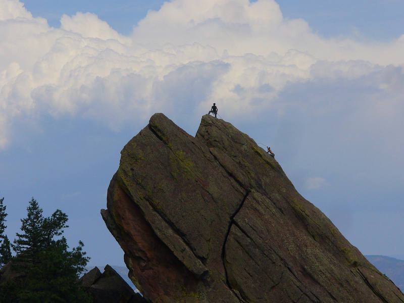 Heroic photo of climbers on next peak to North.