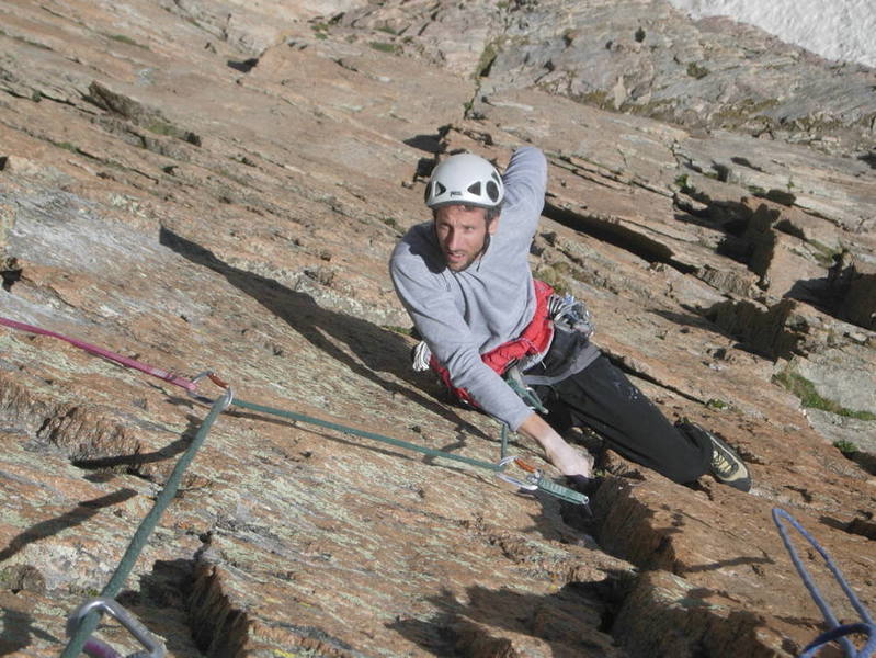 Duncan Burke following pitch 3, Curving Vine