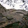 Jason Hass on the F.A. lead of Continental Breakfast (5.9) at Continental Crag, in Eldorado Canyon.