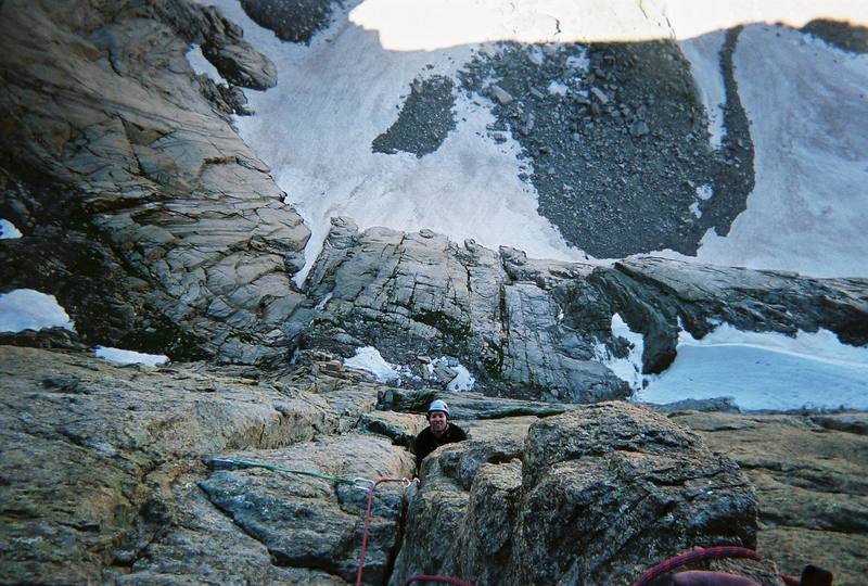 Trevor Nydam starting into the crux moves.