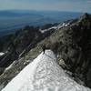 Rob Springer on the saddle snowpatch at the top of the Underhill ridge.